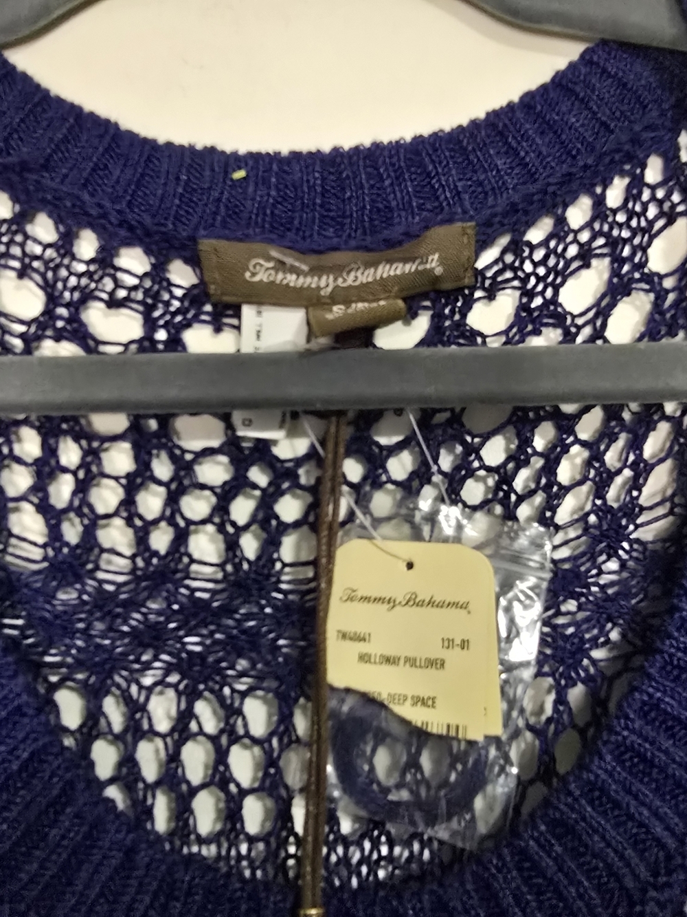 Tommy Bahama Linen crochet open knit Swim coverup Top in Blue beach Coastal Pool - Picture 3 of 7
